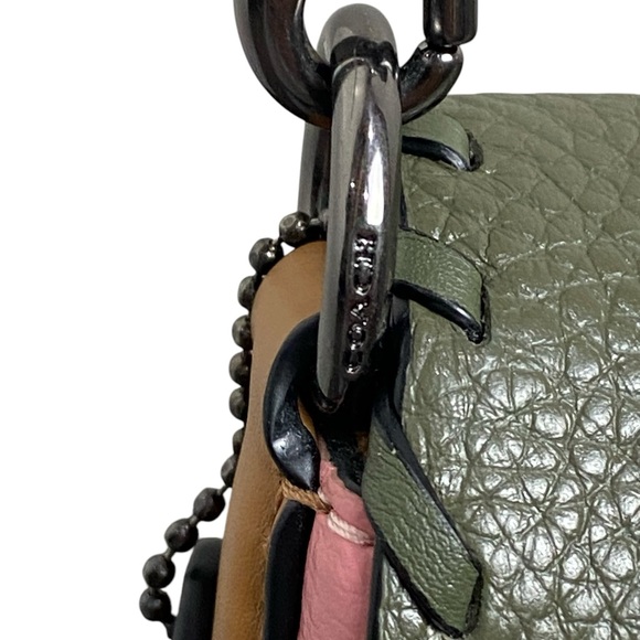 Coach Georgie Whipstitch Colorblock Shoulder Bag Pink Hunter Green EUC C4105 - Picture 6 of 16